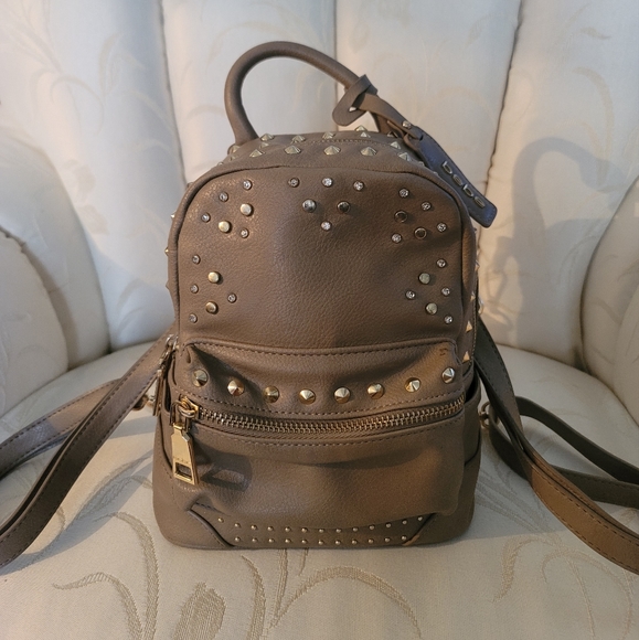 BEBE Backpack 2-in-1 Crossbody with God Studs and Rhinestones with Top Handle - Picture 2 of 4